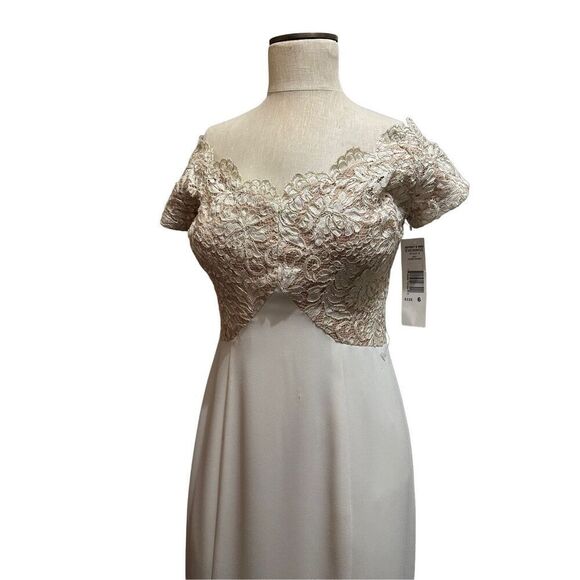 Vtg Jeffrey & Dara Evenings Tom Barra Ivory Gold Off Shoulder Formal Dress New 6 - Picture 1 of 10